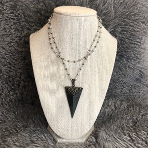 boho arrow head gunmetal layered choker necklace